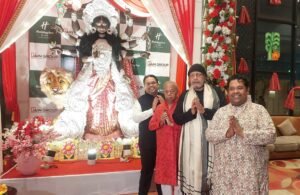 Mithun Chakraborty Unveils 7.5-Foot Chocolate Durga Idol at Holiday Inn Kolkata Airport
